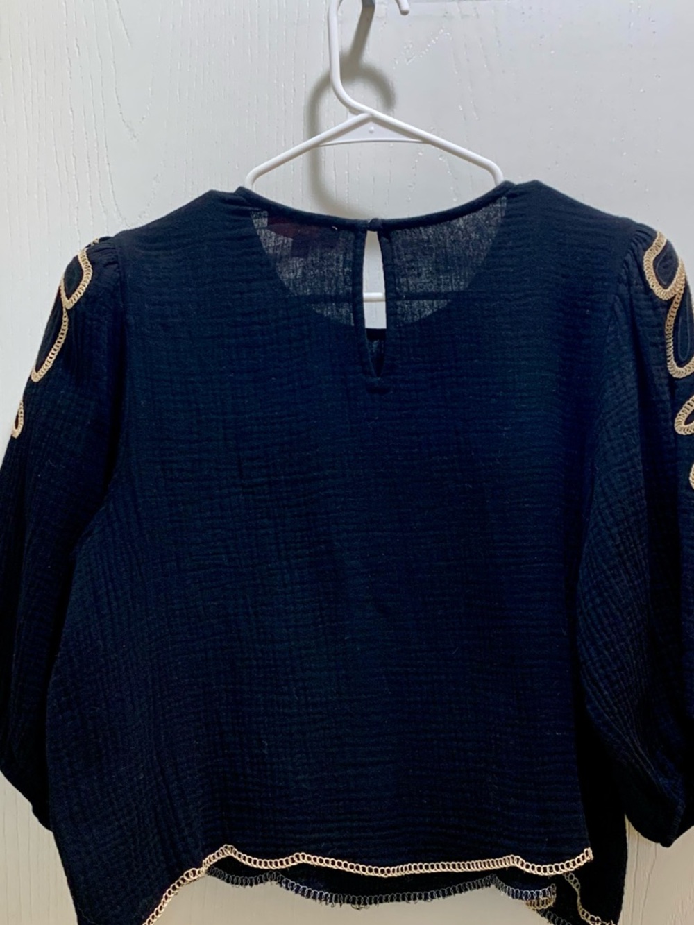 THML Black Blouse with Cream Botanical Embroidery - Picture 2 of 7